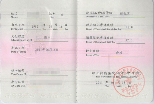 职业资格证书 职业资格证书